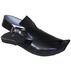 Black Peshawari Shine Polish Sandals